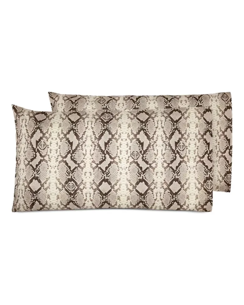 Philipp Plein Kissenbezüge mit Schlangen-Print (2er-Set) - Nude Nude