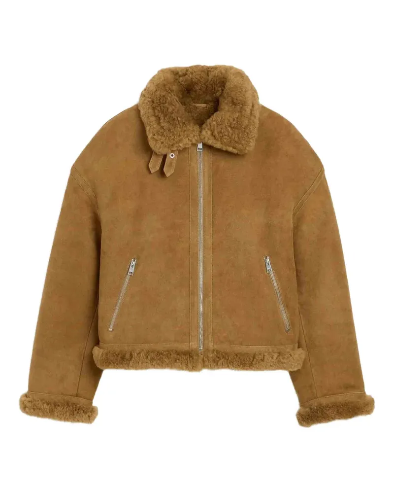 AMI Paris shearling buckle-collar jacket - Braun Braun