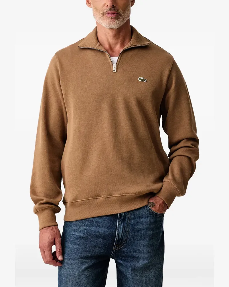 Lacoste quarter-zip logo-patch sweater - Braun Braun