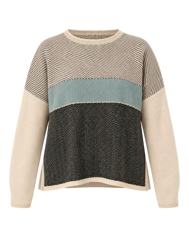 Elena Mirò Intarsien-Pullover in Colour-Block-Optik - Nude Nude
