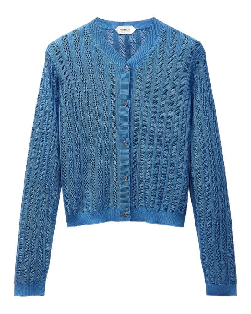 Versace Gerippter Cardigan aus Viskose-Mesh - Blau Blau