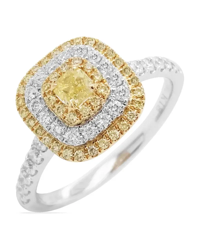 HYT Jewelry 18kt Gelbgold- und Platinring mit Diamant - Silber Silber