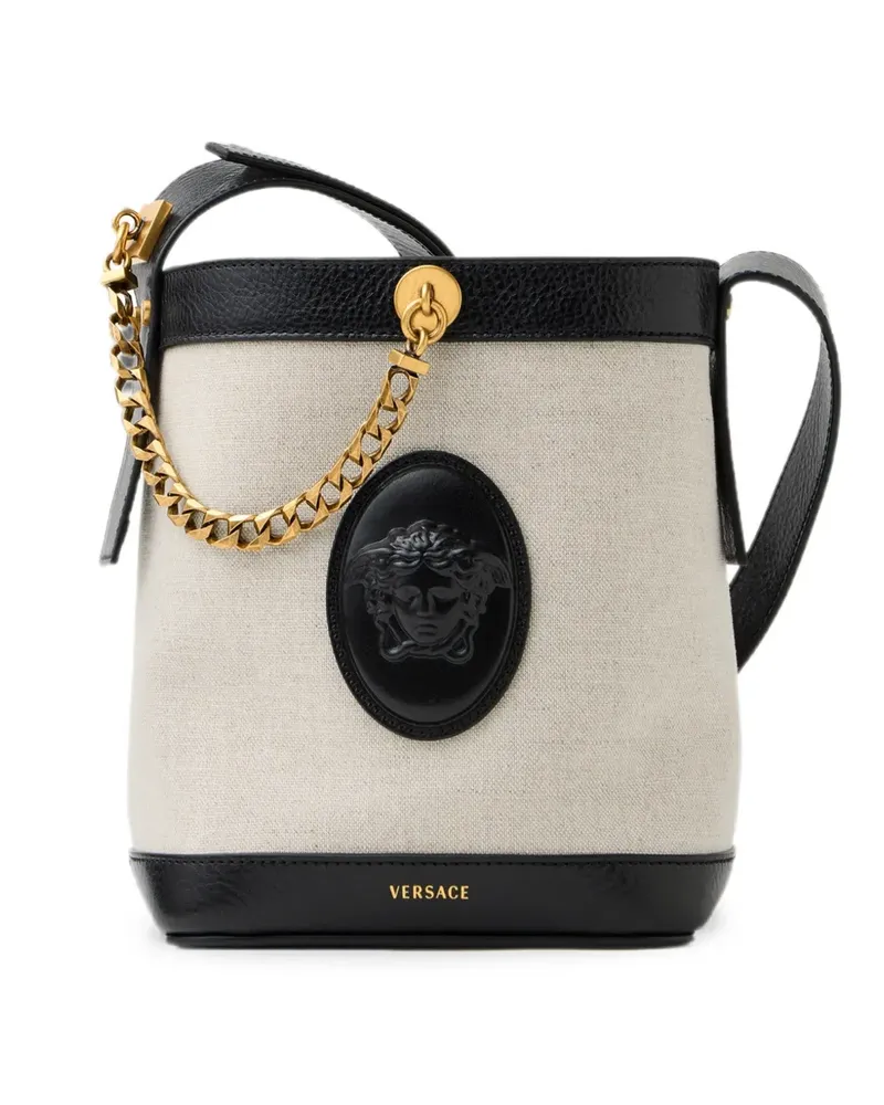 Versace Mini Pivot Beuteltasche aus Canvas - Nude Nude