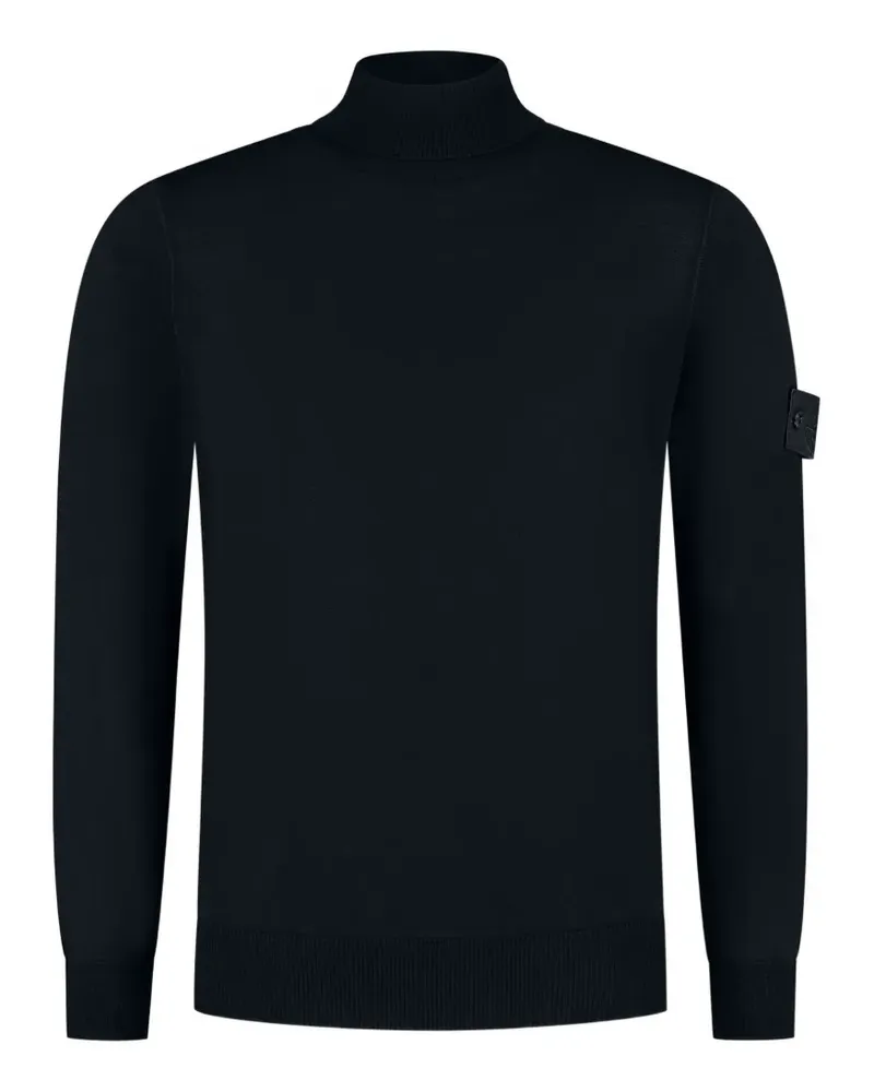 Stone Island Rollkragenpullover mit Logo-Patch - Schwarz Schwarz