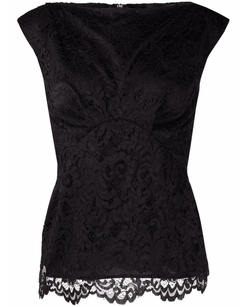 Philipp Plein Top mit Spitzenmuster - Schwarz Schwarz