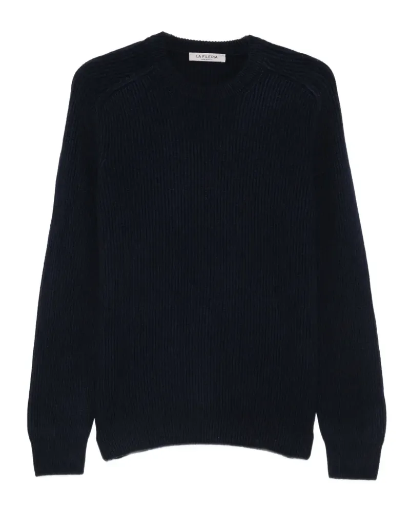La Fileria Gerippter Kaschmirpullover - Blau Blau
