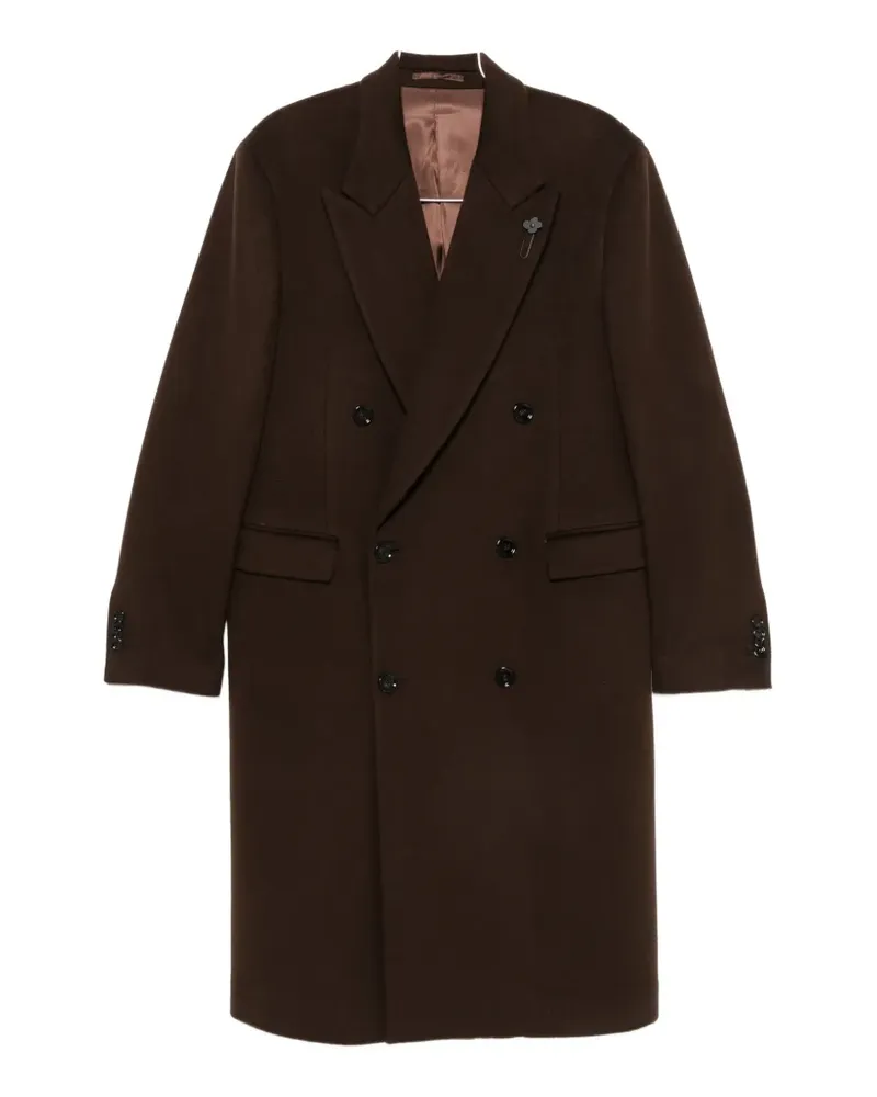 LARDINI pin-lapel double-breasted coat - Braun Braun