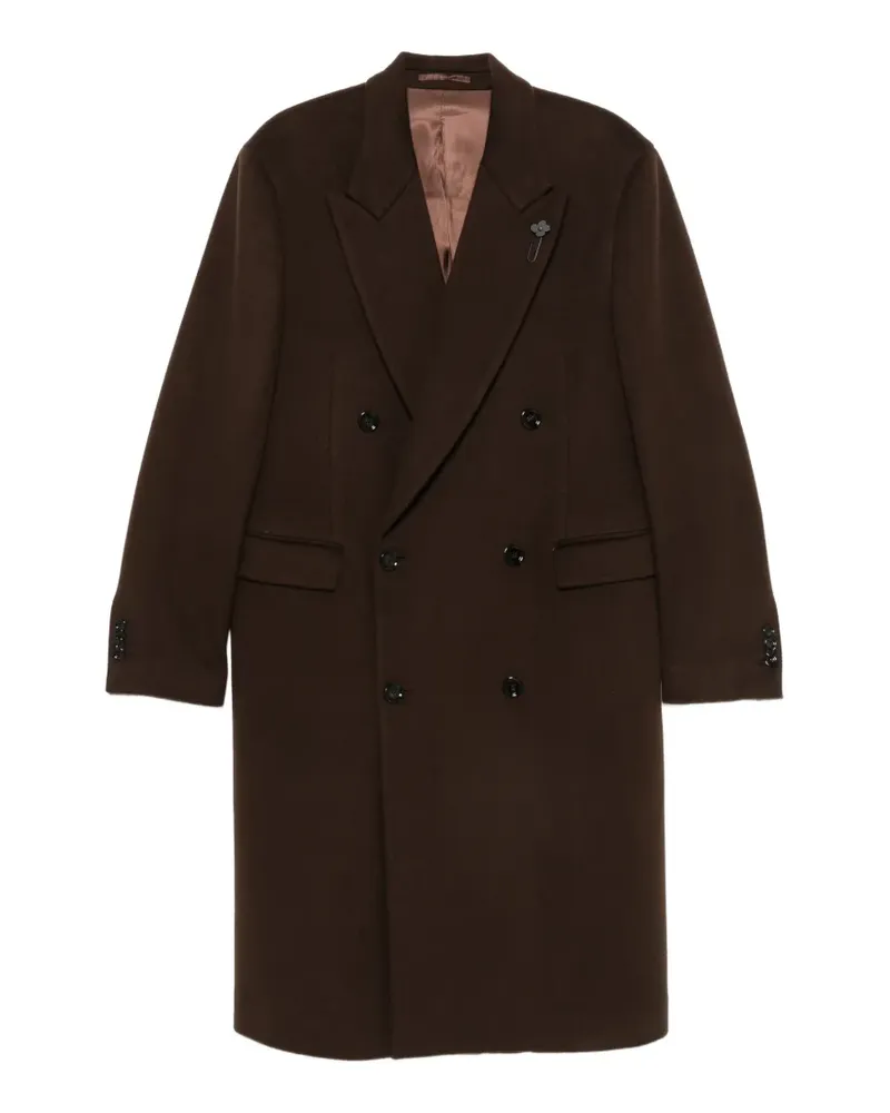 LARDINI pin-lapel double-breasted coat - Braun Braun