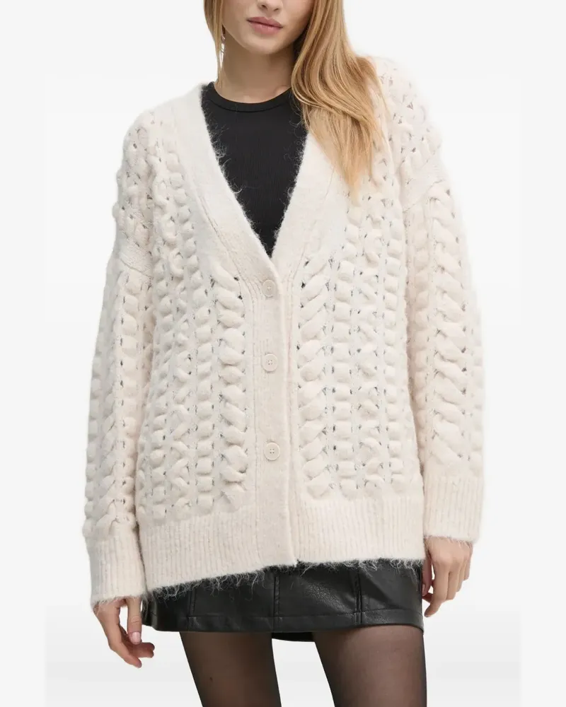 Sisley Cardigan mit Zopfmuster - Nude Nude
