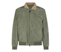 Wildlederjacke mit Shearling-Kragen - Grün