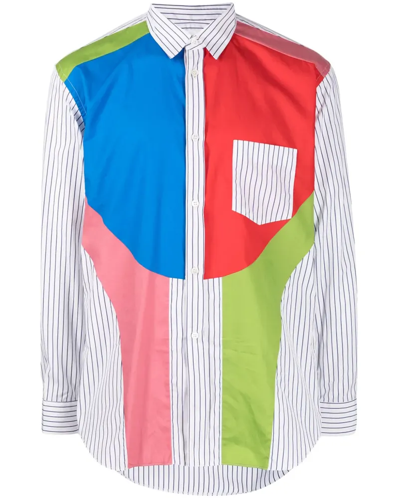 Comme des Garçons Gestreiftes Hemd in Colour-Block-Optik - Blau Blau