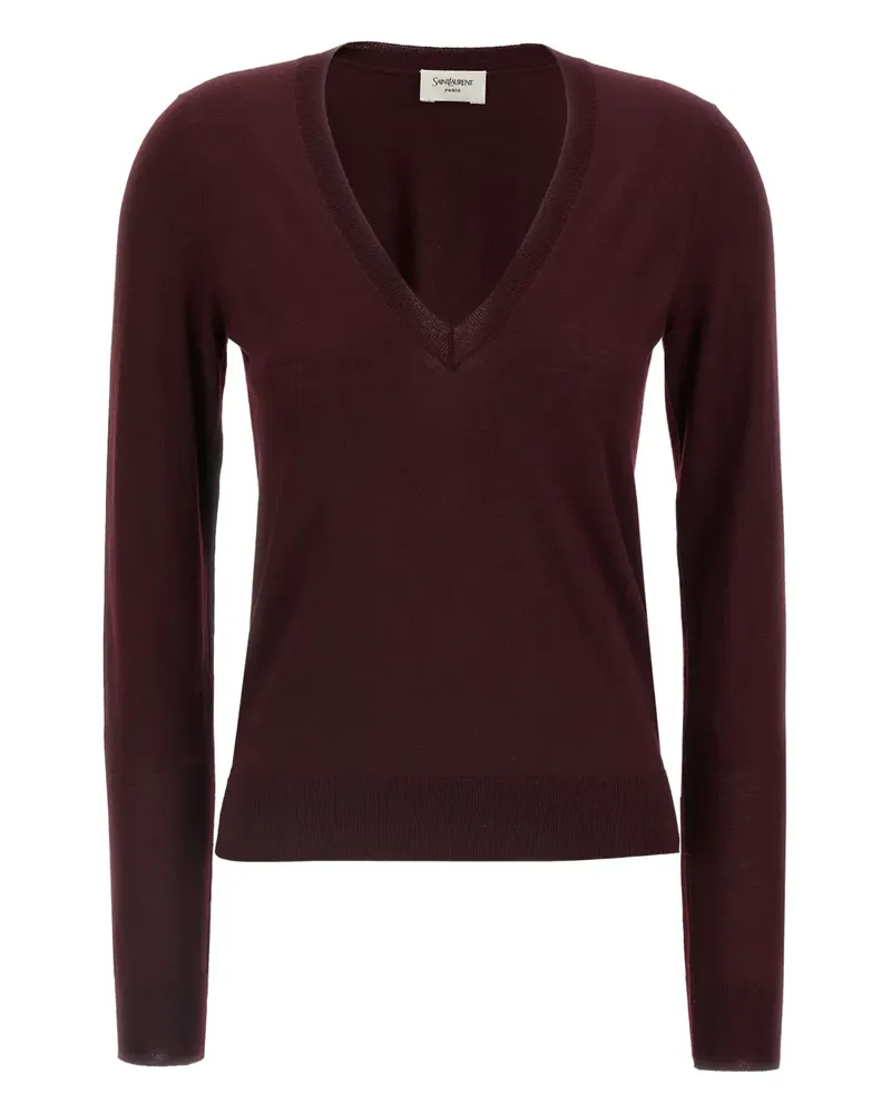 Saint Laurent Pullover mit tiefem Ausschnitt - Rot Rot
