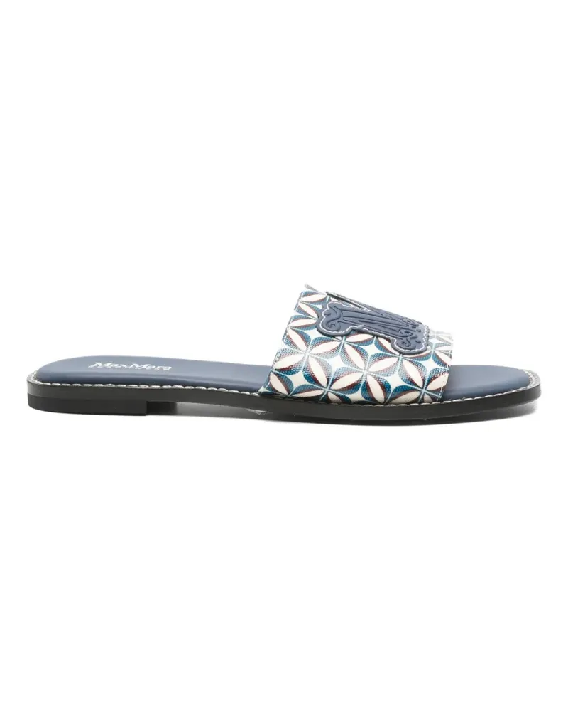 Max Mara geometric-print logo-patch sandals - Blau Blau