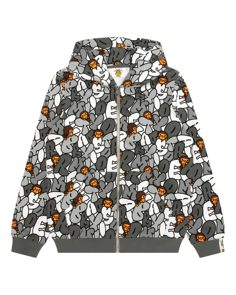 BAPE Kapuzenjacke mit grafischem Print - Grau Grau