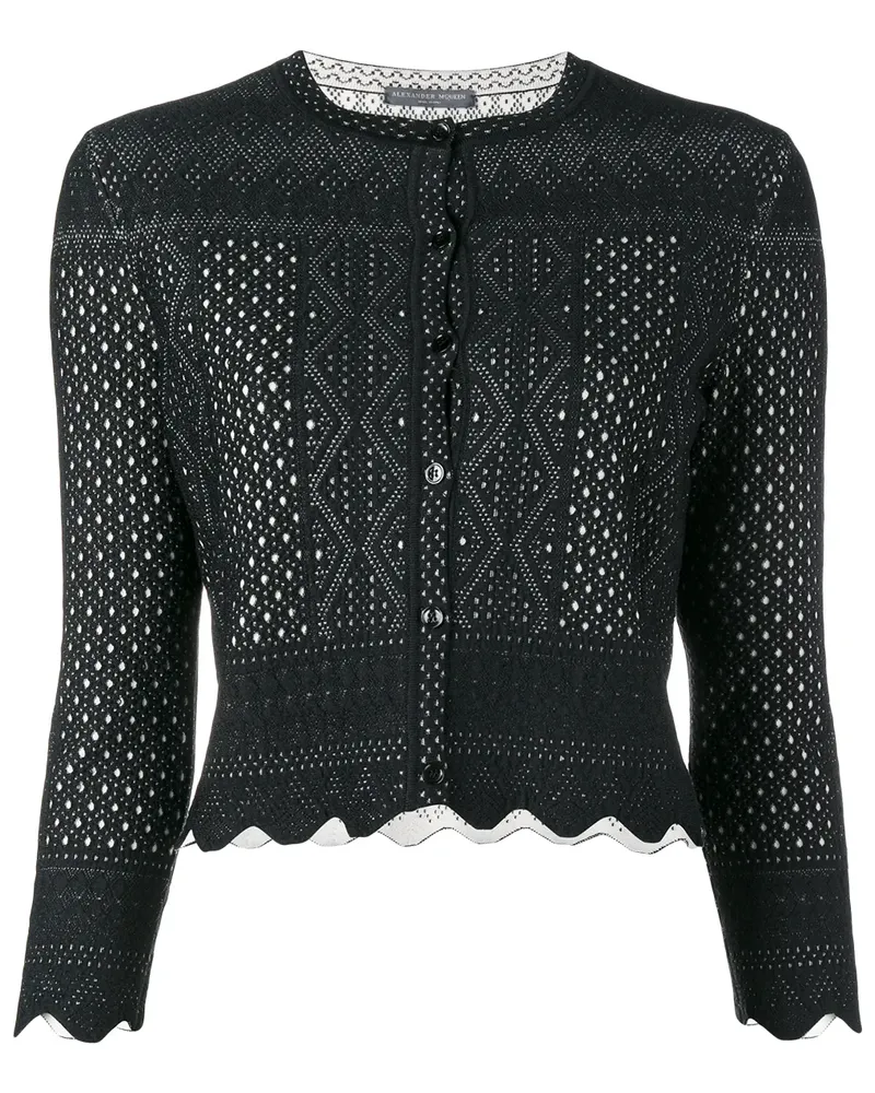 Alexander McQueen Cropped-Cardigan mit Lochstickerei - Schwarz Schwarz