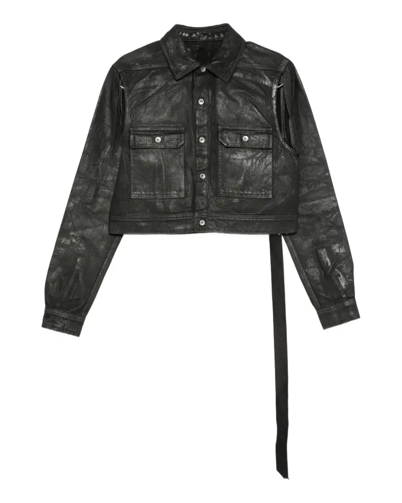 DRKSHDW by Rick Owens cape-sleeve cropped denim jacket - Schwarz Schwarz