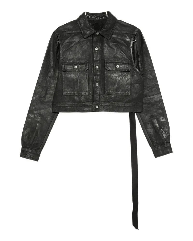 DRKSHDW by Rick Owens cape-sleeve cropped denim jacket - Schwarz Schwarz