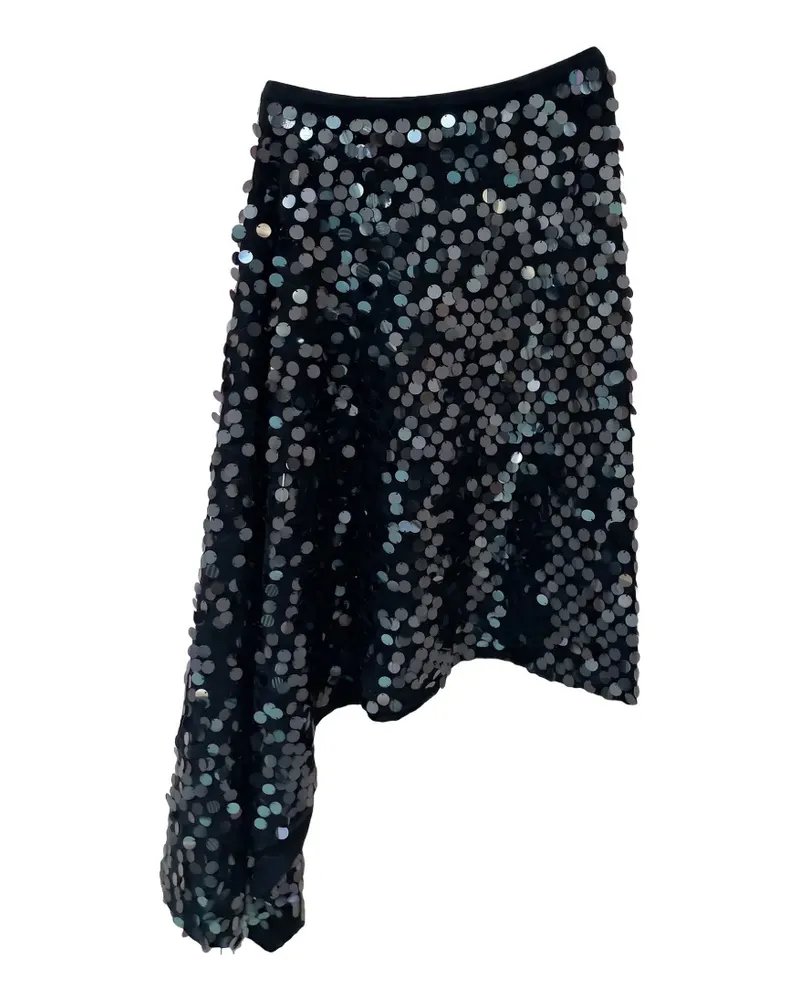 Zankov Delania sequin-embellished asymmetric midi skirt - Schwarz Schwarz