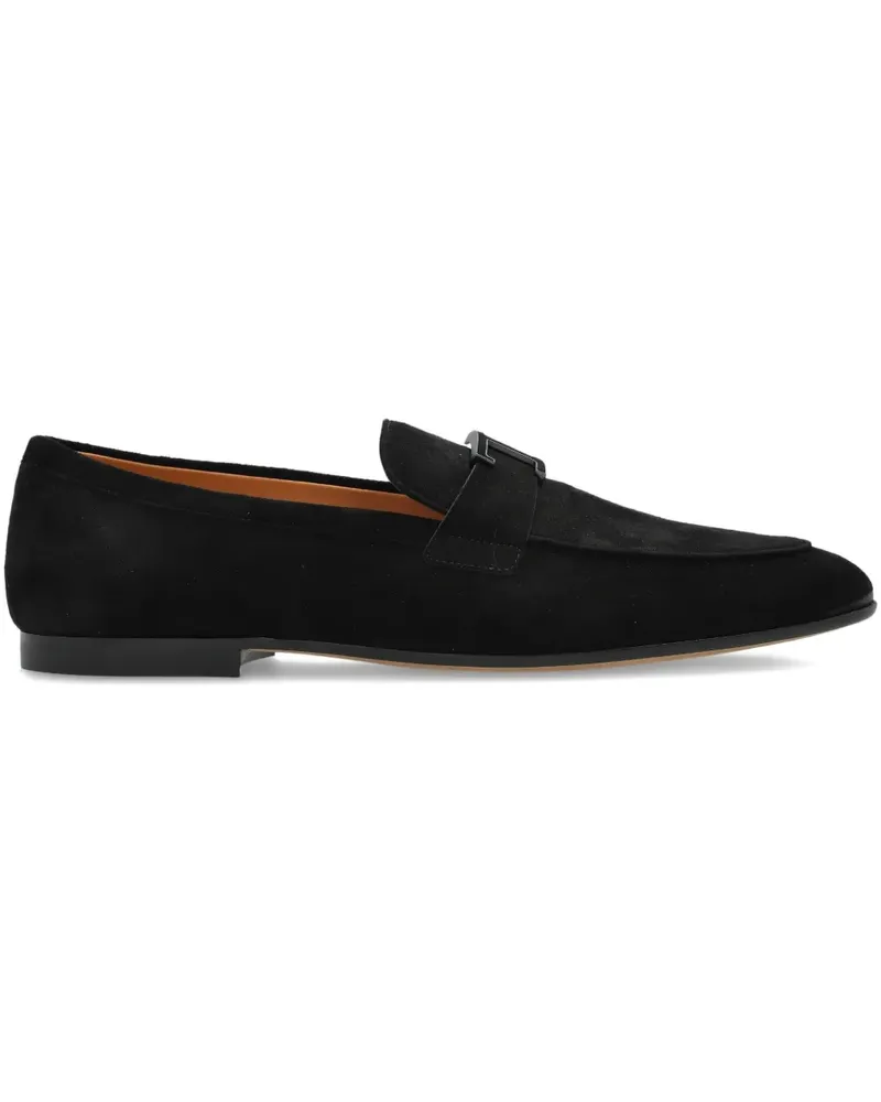 TOD'S Loafer aus Wildleder mit Logo-Schild - Schwarz Schwarz