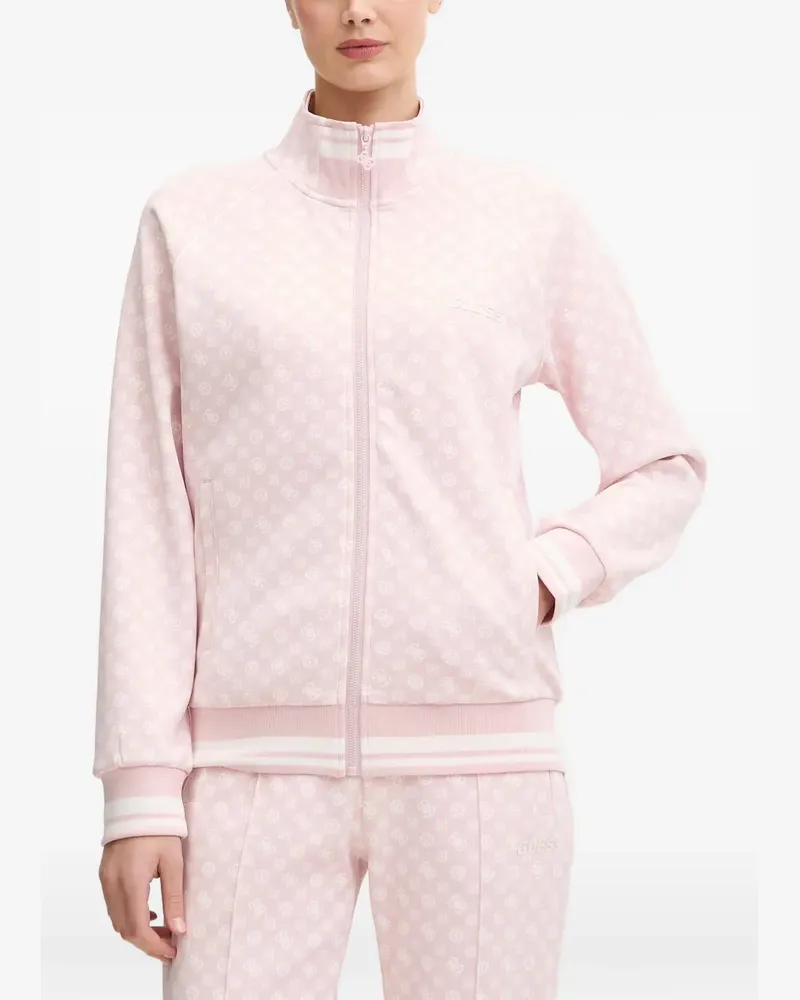 Guess Aggie monogram-print zip-up sweatshirt - Rosa Rosa