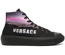High-Top-Sneakers mit  Hills-Print - Schwarz