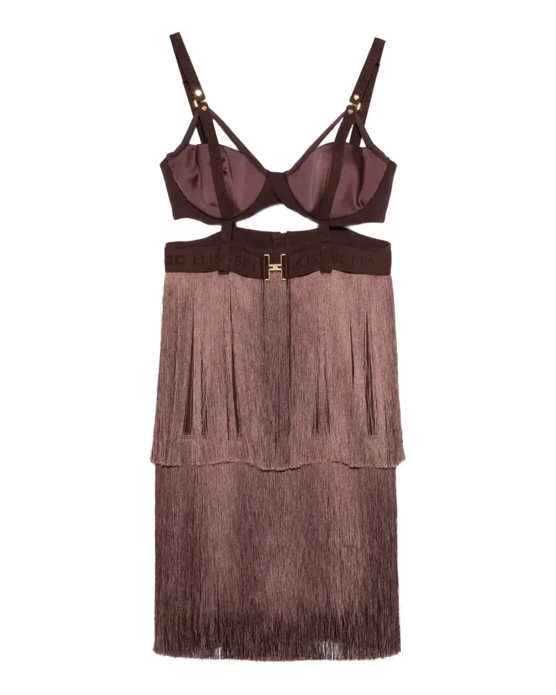 Elisabetta Franchi fringe bra dress - Braun Braun