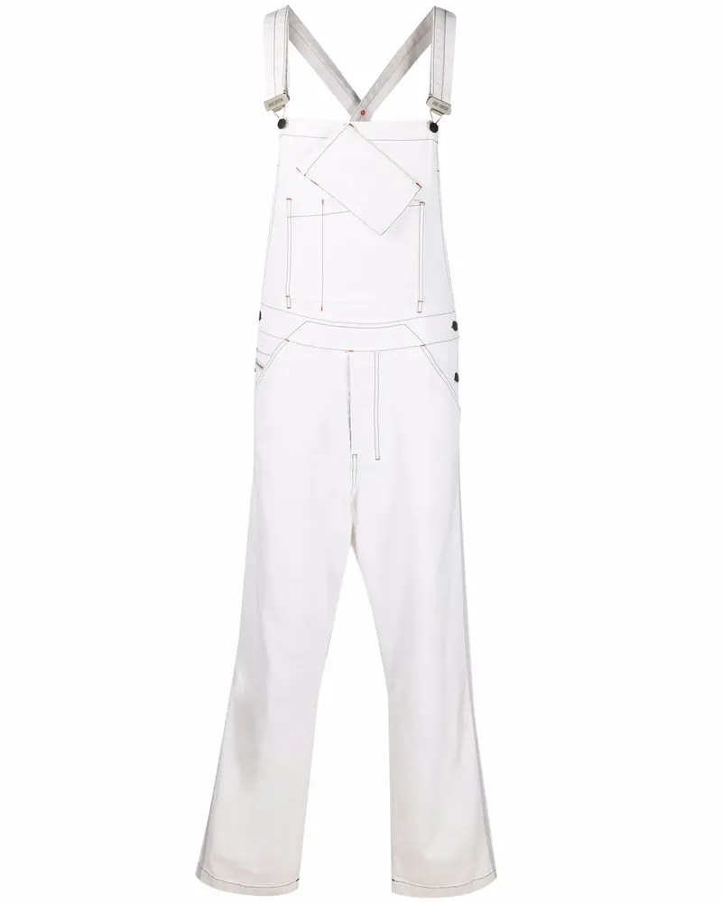 Diesel Latzhose mit Kontrastnähten - Weiß Weiß