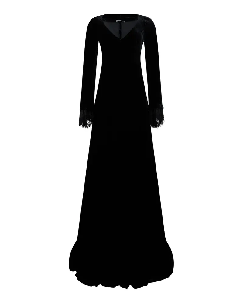 Alberta Ferretti Abendkleid mit Spitzenborten - Schwarz Schwarz