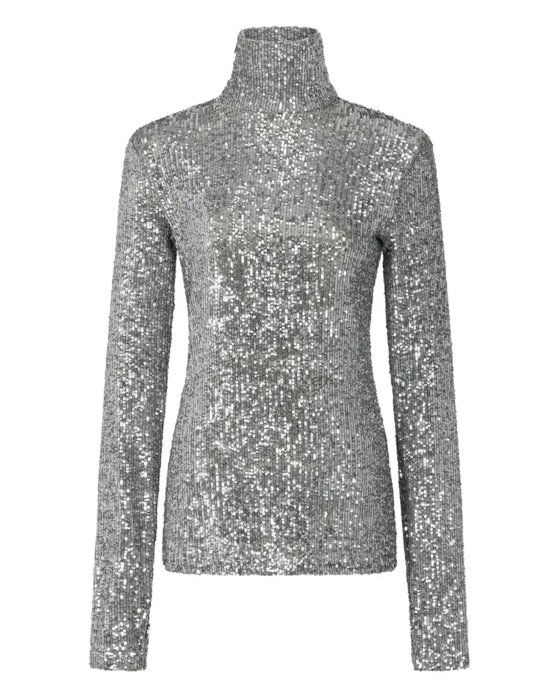 Paco Rabanne Rollkragenoberteil mit Pailletten - Grau Grau