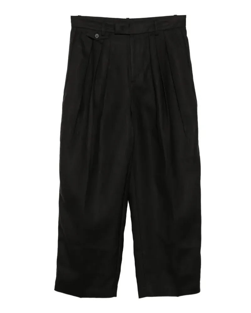 JNBY pleated cropped trousers - Schwarz Schwarz