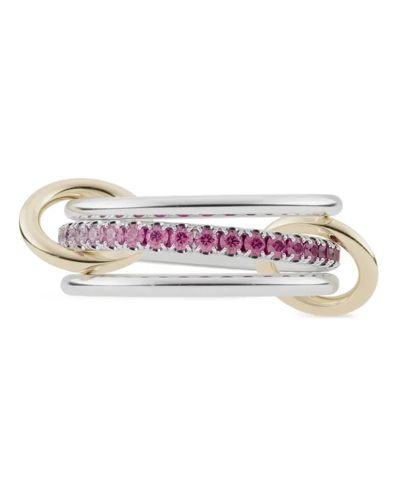 Spinelli Kilcollin 18kt Interlocking Gelbgoldring mit pinkem Saphir - Silber Silber