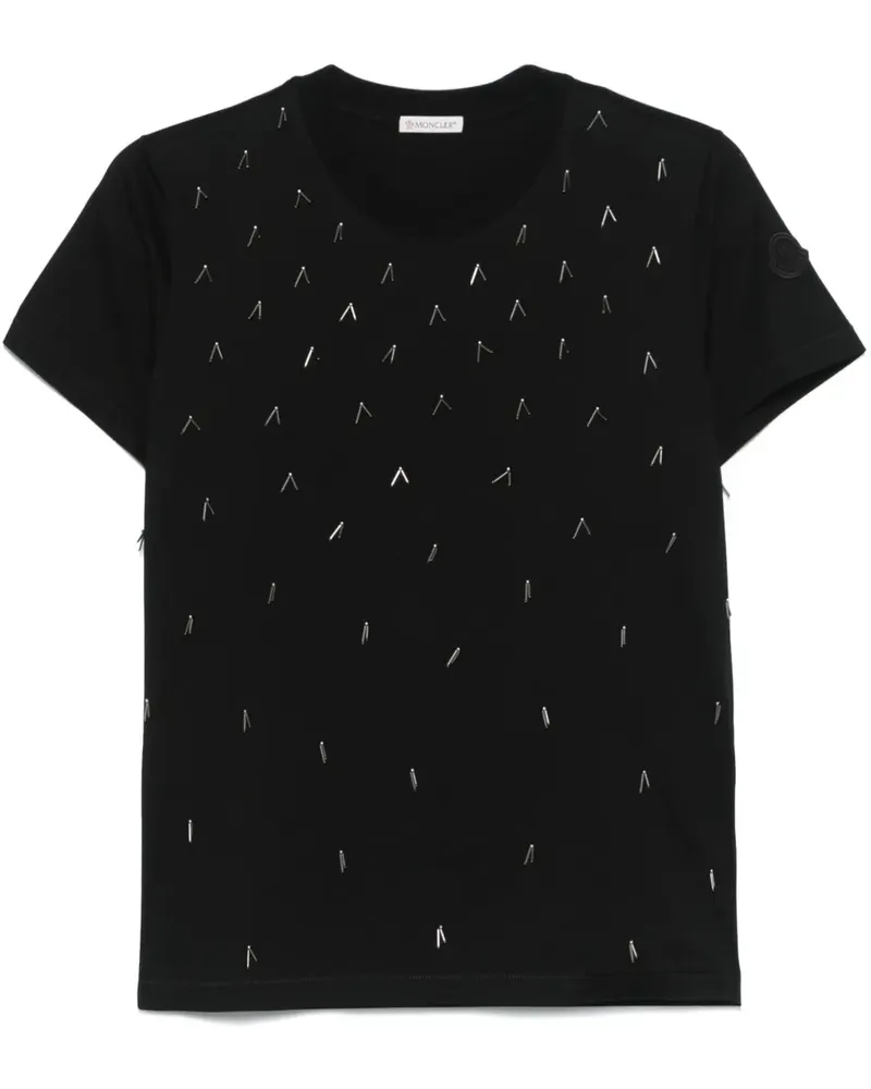 Moncler T-Shirt mit Perlen - Schwarz Schwarz