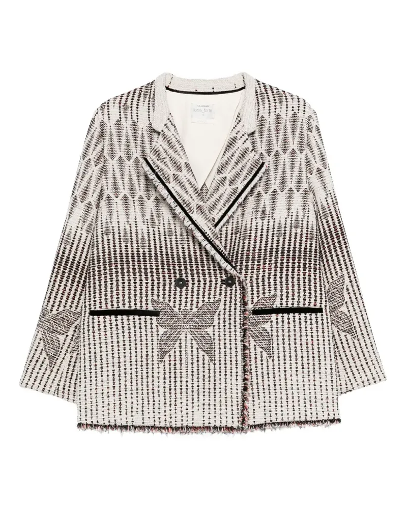 forte_forte Gemusterte Jacke mit Fransenbesatz - Nude Nude