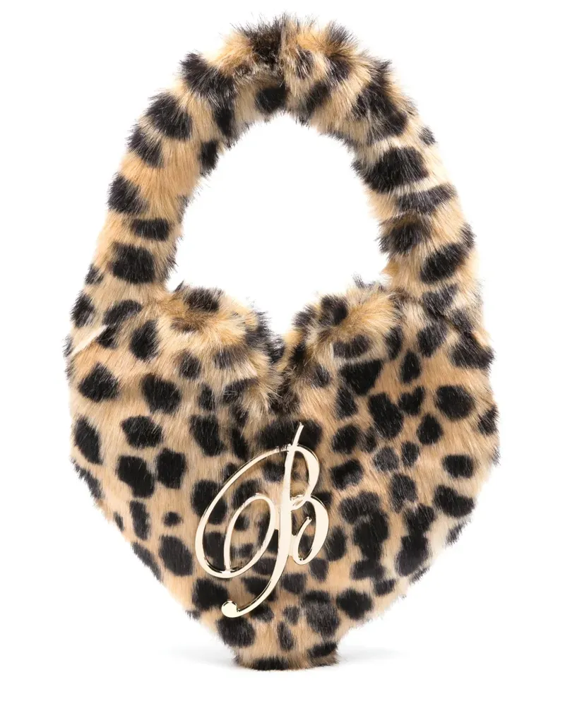 Blumarine Mini Herztasche aus Faux Fur - Nude Nude