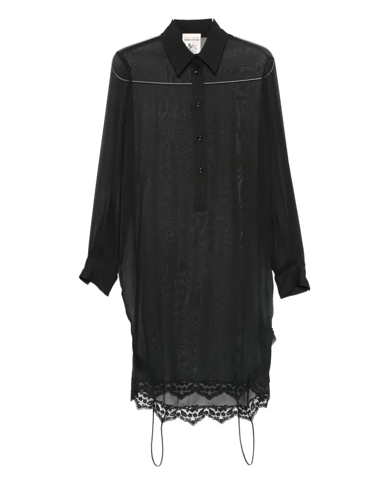 Semicouture lace trim shirt - Schwarz Schwarz