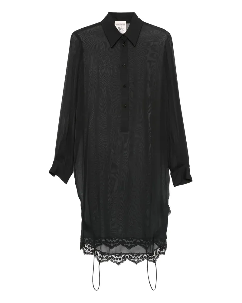Semicouture Hemd mit Spitzeneinsätzen - Schwarz Schwarz