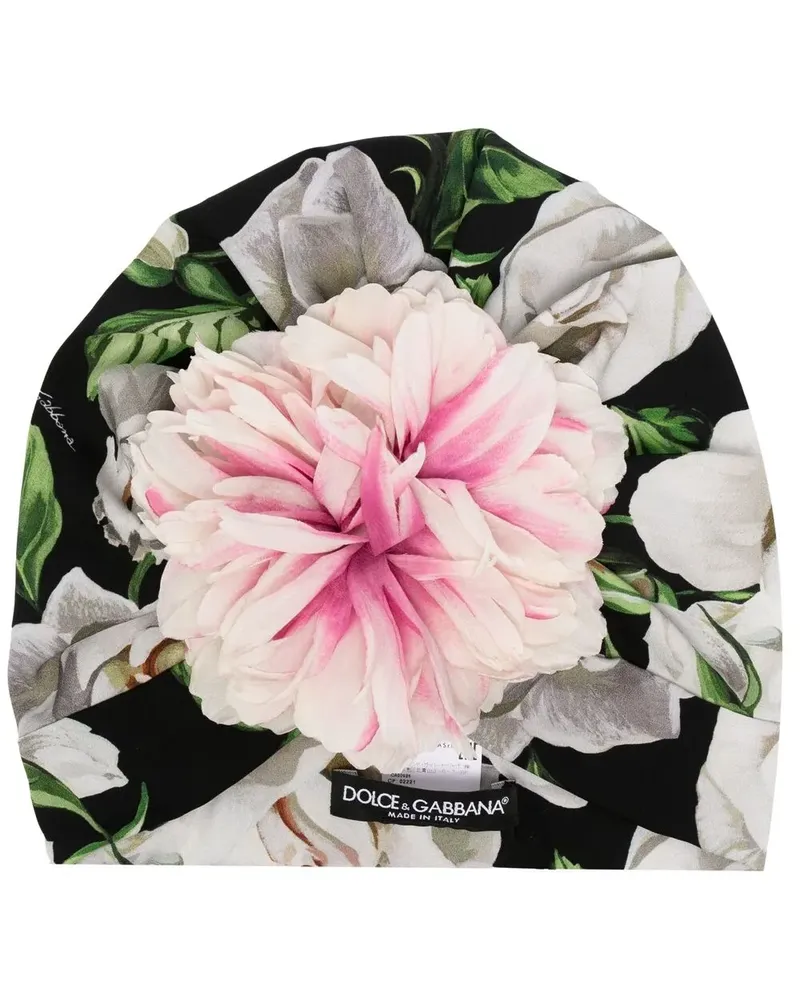 Dolce & Gabbana Turban mit Blumen-Print - Schwarz Schwarz