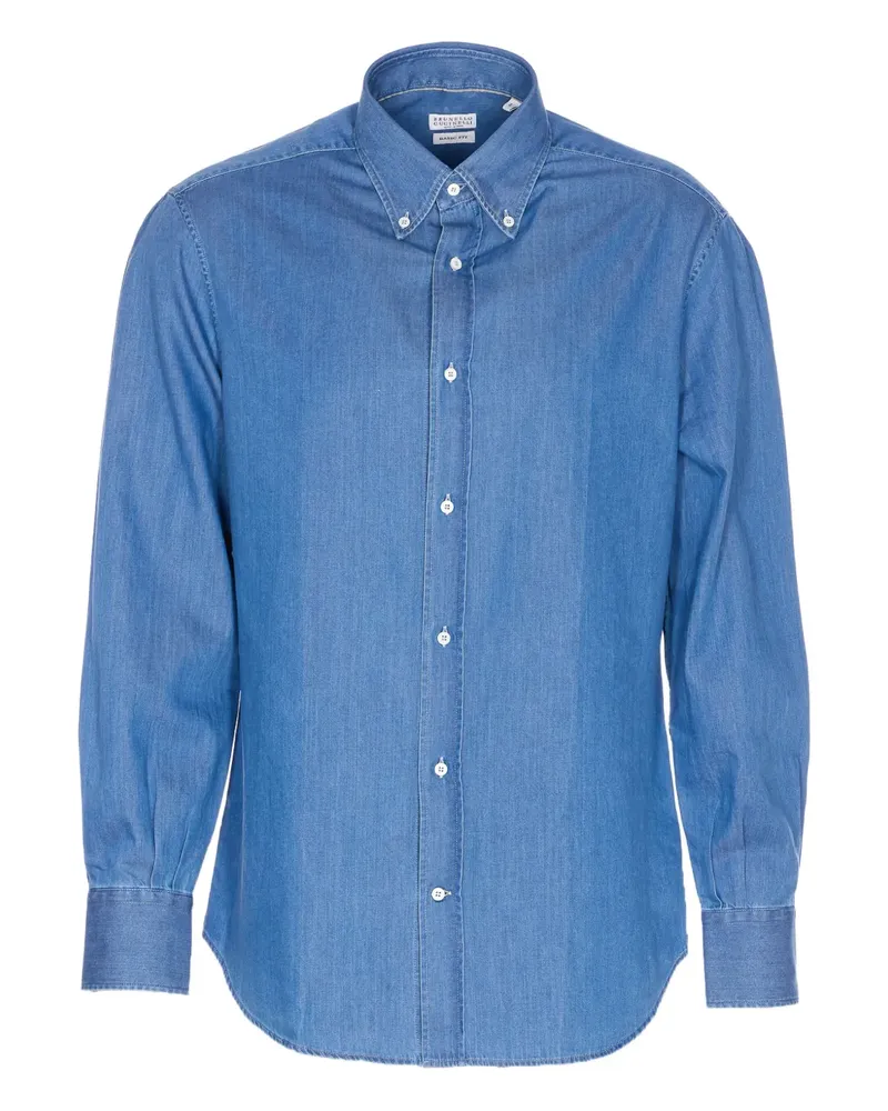 Brunello Cucinelli Jeanshemd mit Knopfmanschetten - Blau Blau
