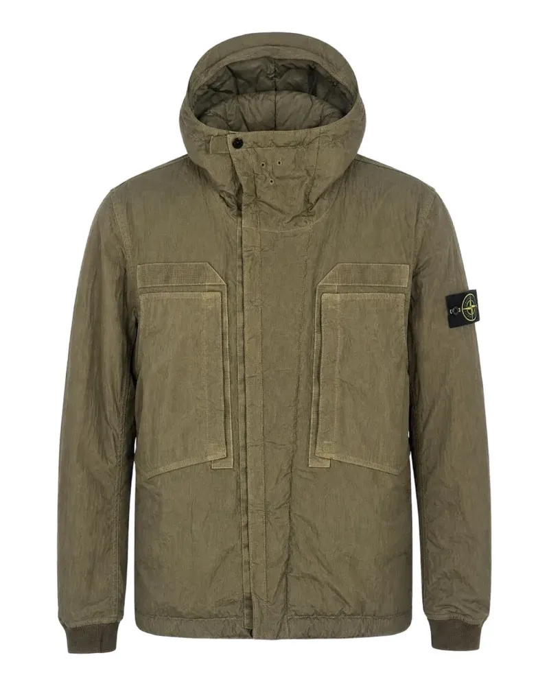 Stone Island Gesteppte Kapuzenjacke - Grün Grün