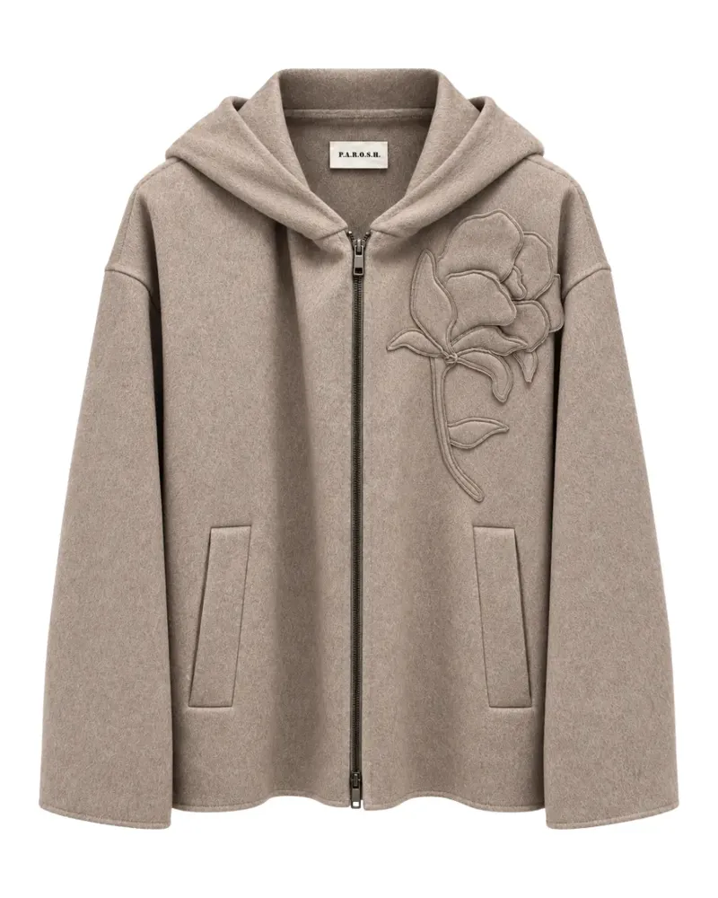 P.A.R.O.S.H. P.A.R.O H. Oversized-Kapuzenjacke mit Blumenpatch - Nude Nude
