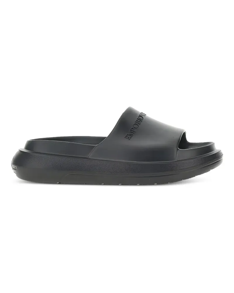Emporio Armani Flache Sandalen mit Logo - Schwarz Schwarz