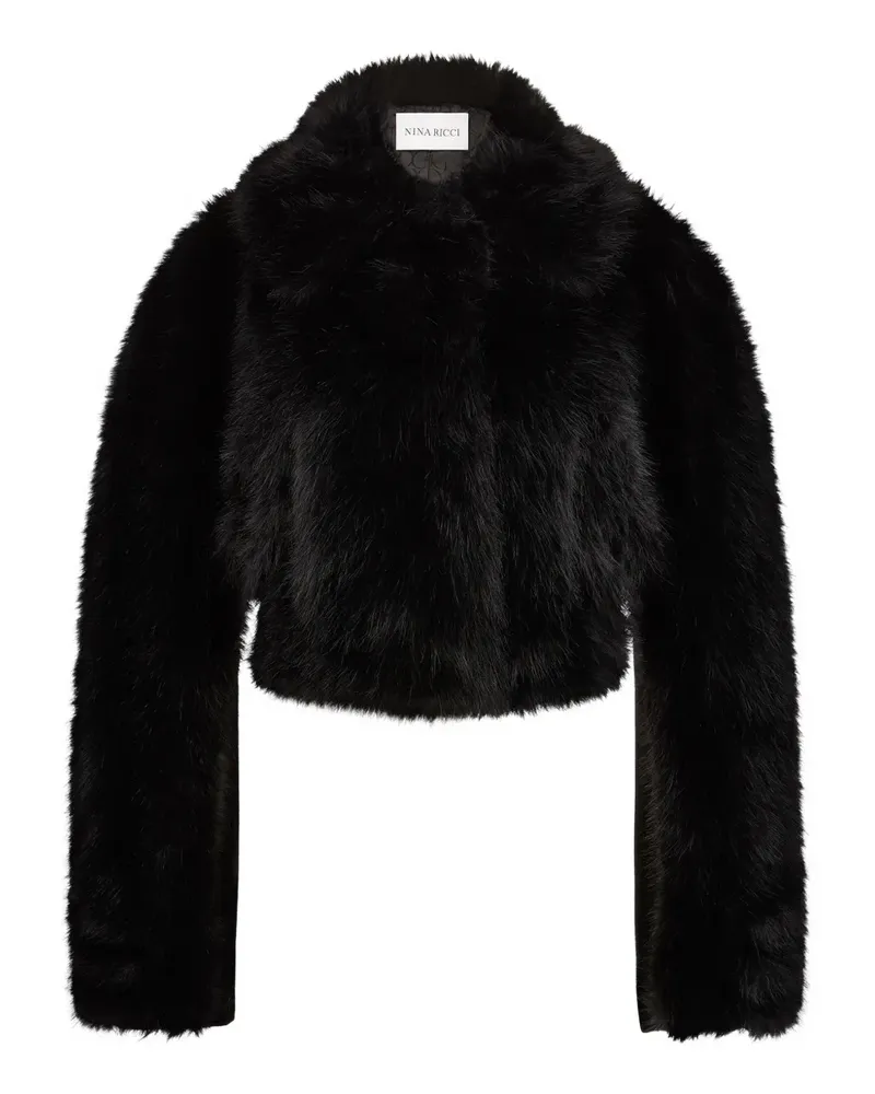 Nina Ricci Cropped-Jacke mit Rundhalsausschnitt - Schwarz Schwarz