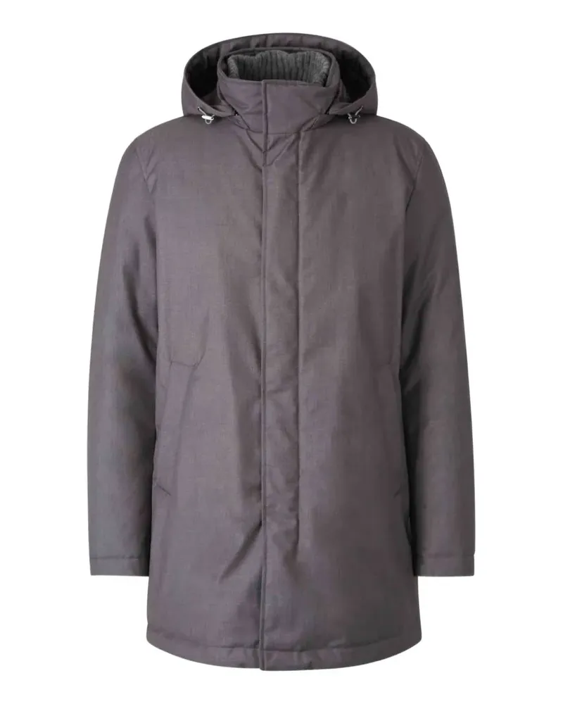 Herno Elegant zip closure long hooded jacket - Grau Grau