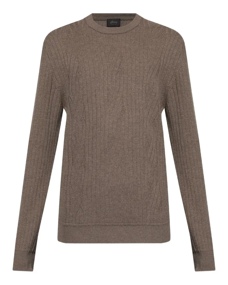 Brioni Gerippter Pullover mit Zopfmuster - Braun Braun
