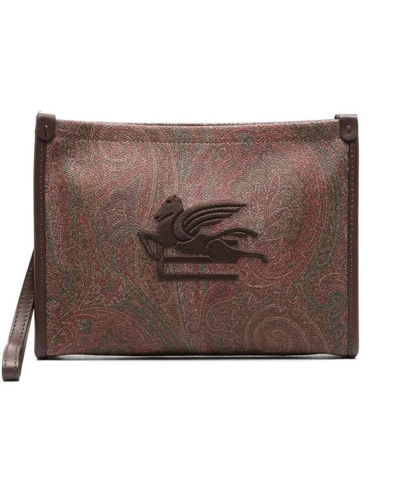 Etro Clutch aus Paisley-Jacquard Braun