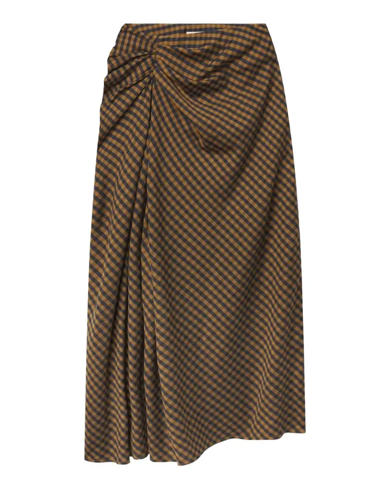 A.L.C. Jeans gingham gathered midi skirt - Braun Braun