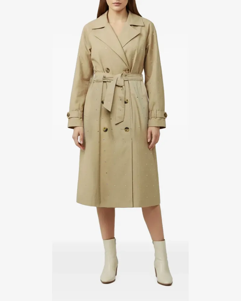 Maje Studded-embellishment double-breasted trench coat - Nude Nude