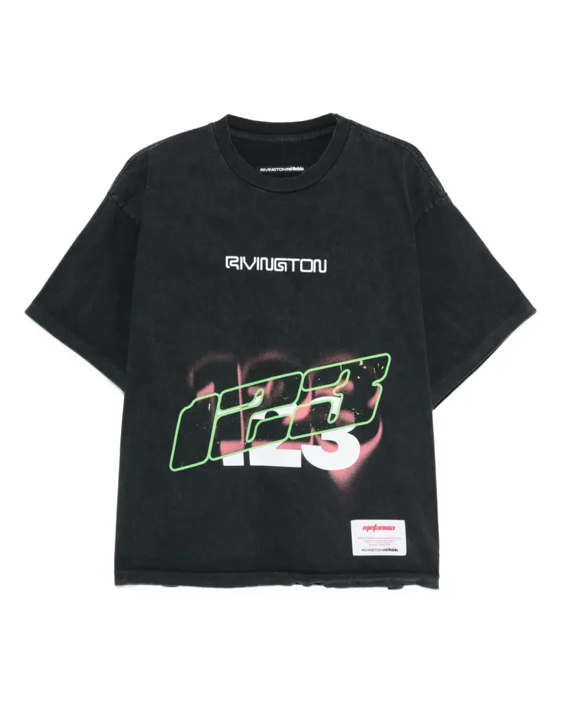 RRR123 T-Shirt mit grafischem Print - Schwarz Schwarz