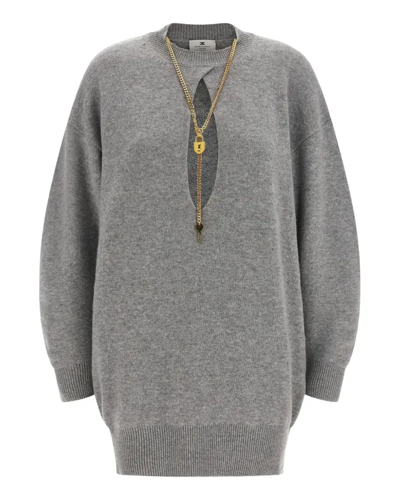 Elisabetta Franchi chain-embellished wool mini dress - Grau Grau