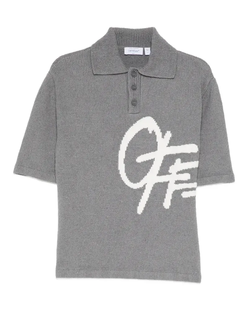 OFF-WHITE Kurzärmeliges Poloshirt mit Logo-Intarsie - Grau Grau
